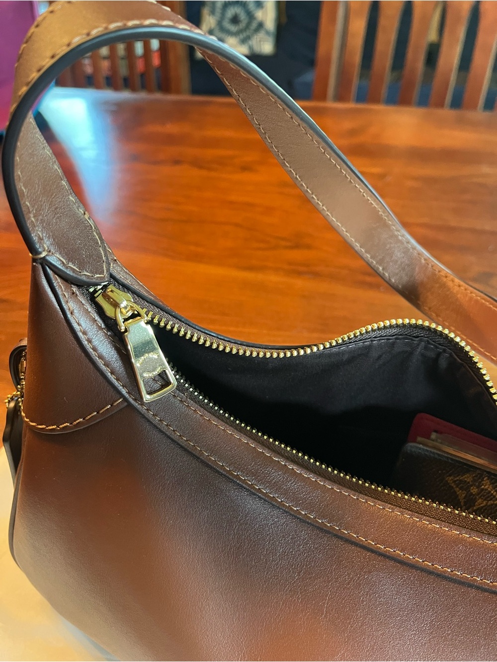 Coach Ella Leather Shoulder Bag - Burnished Redwood - Picture 3 of 12
